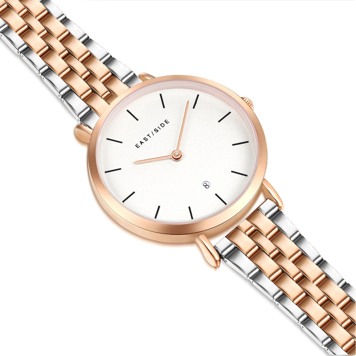 Damen Quarzuhr roségold Edelstahl silber/roségold