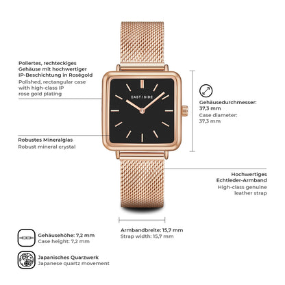 Damen Quarzuhr roségold Edelstahl roségold