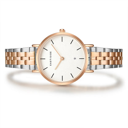 Damen Quarzuhr roségold Edelstahl silber/roségold