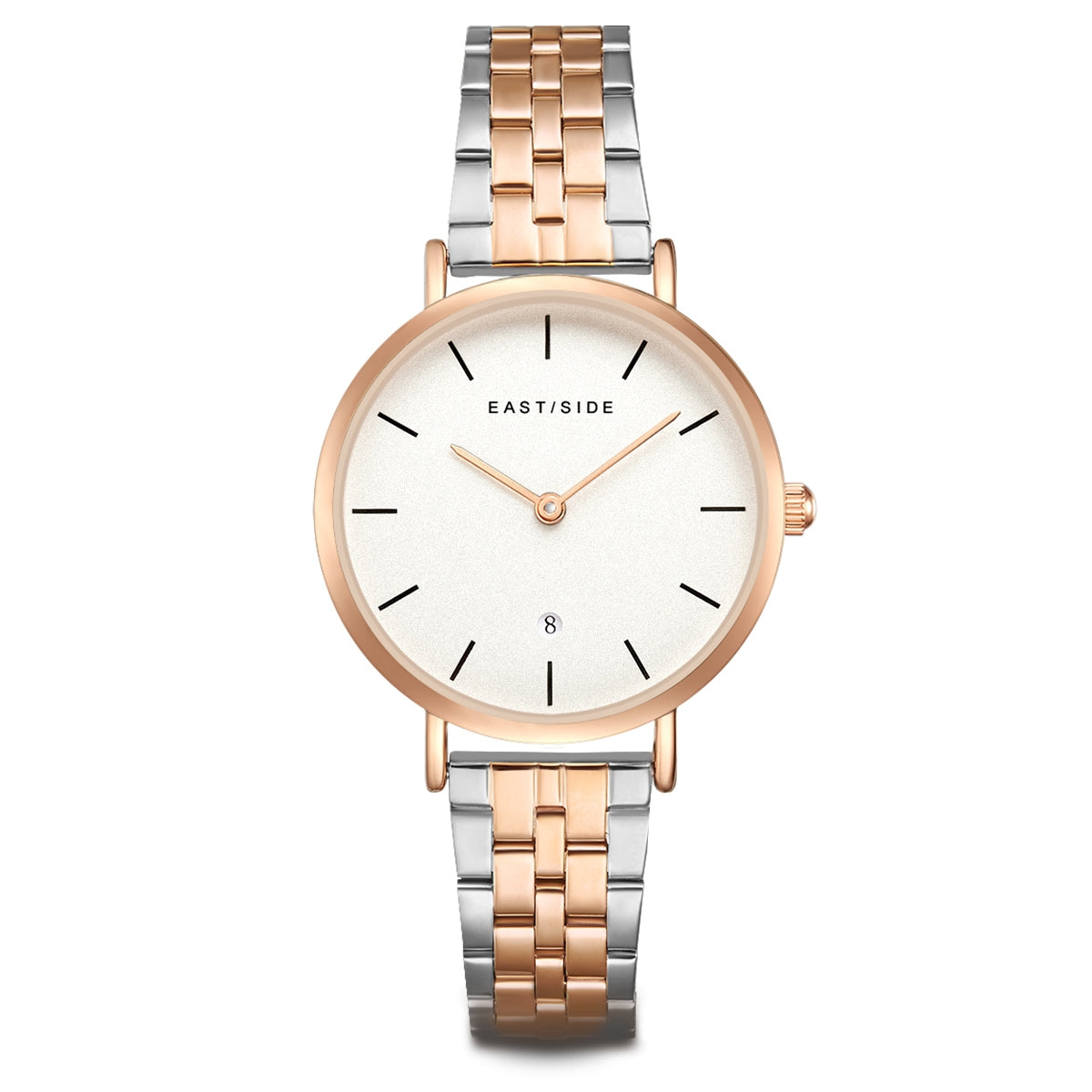 Damen Quarzuhr roségold Edelstahl silber/roségold