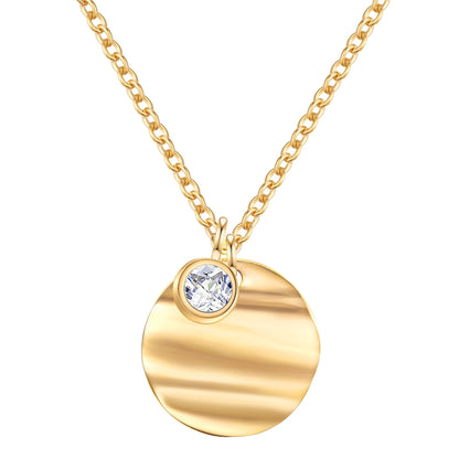 Kette mit Anhänger Edelstahl gelbgold Zirkonia weiß