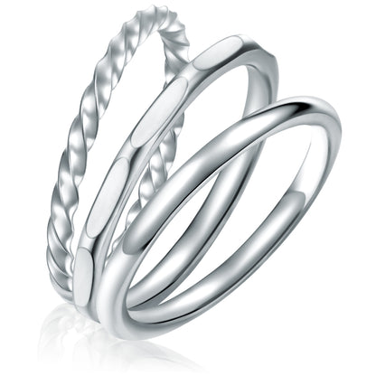 3er Set Ringe Edelstahl