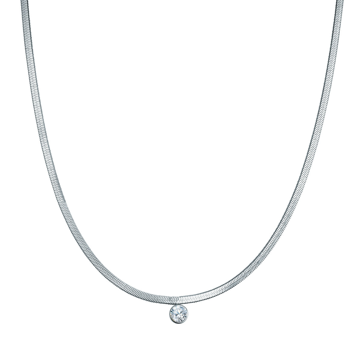 Kette mit Anhänger Edelstahl Zirkonia weiß