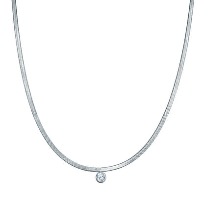Kette mit Anhänger Edelstahl Zirkonia weiß