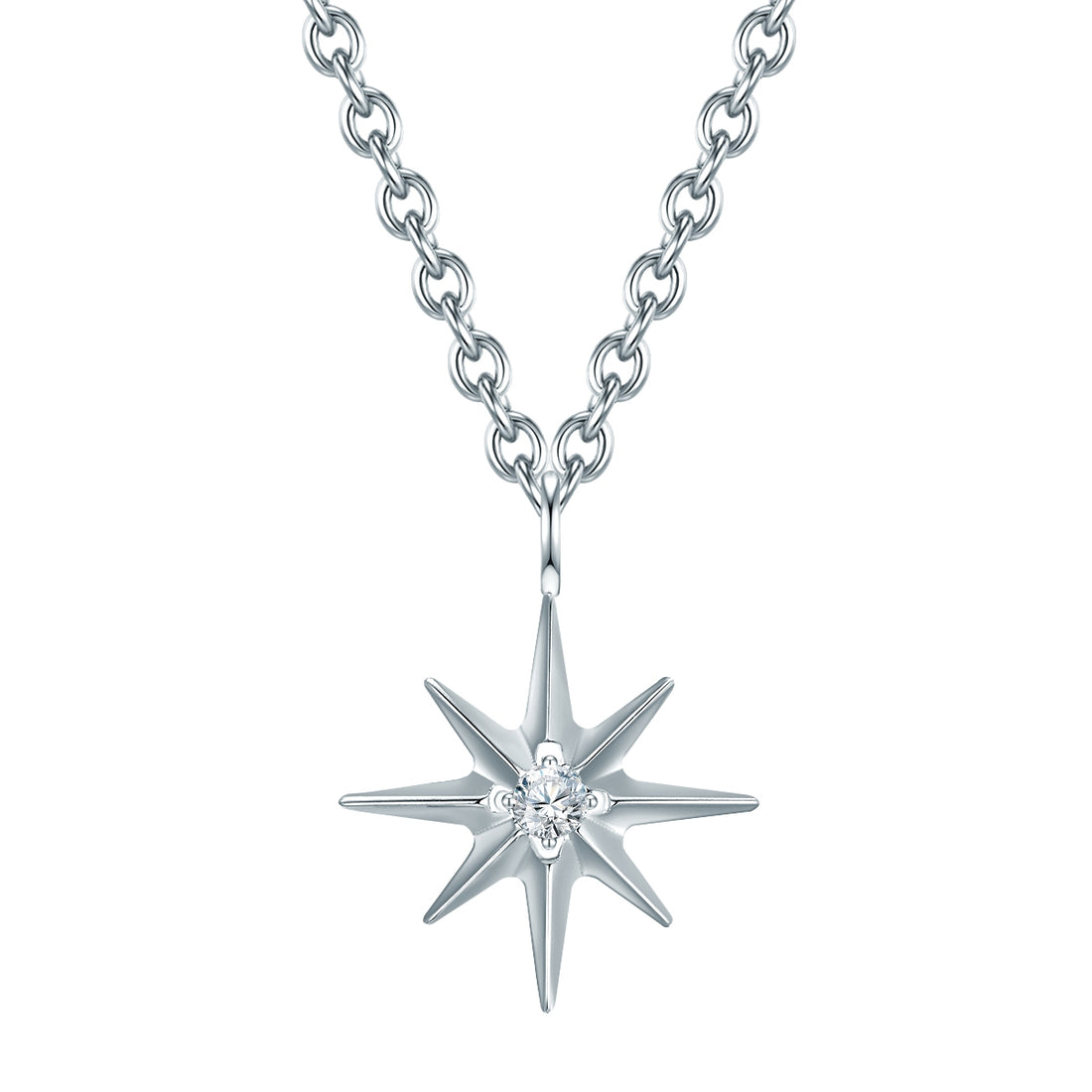 Kette mit Anhänger Edelstahl Zirkonia weiß