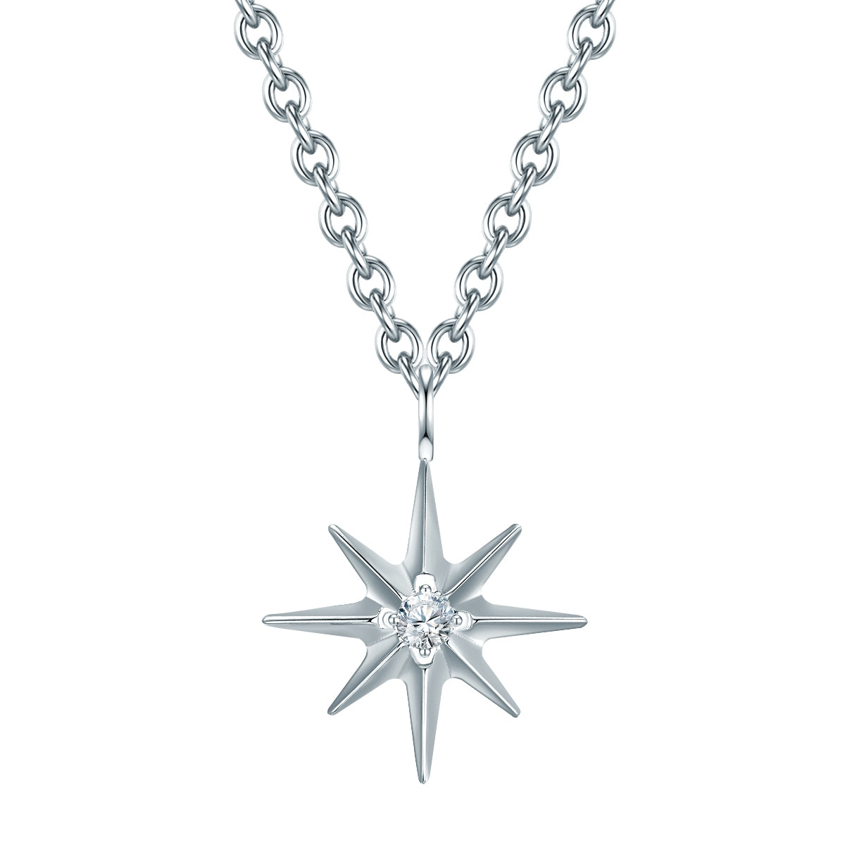 Kette mit Anhänger Edelstahl Zirkonia weiß