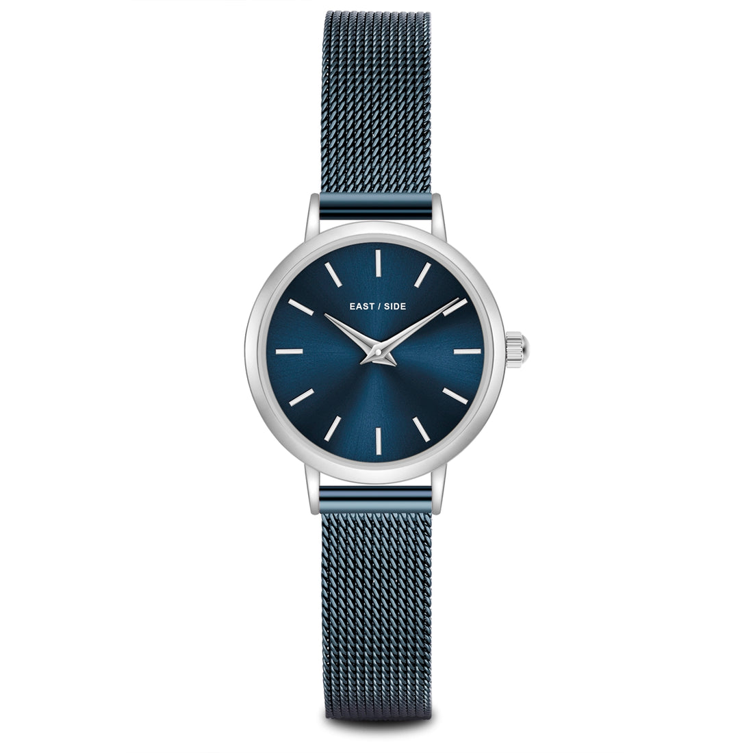 Damen Quarzuhr silber Edelstahl blau