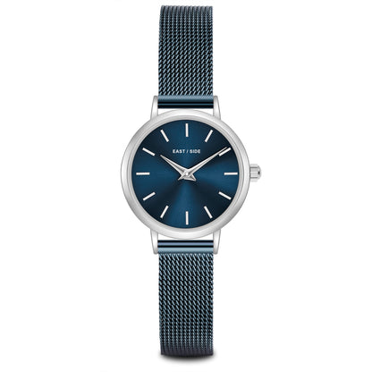 Damen Quarzuhr silber Edelstahl blau
