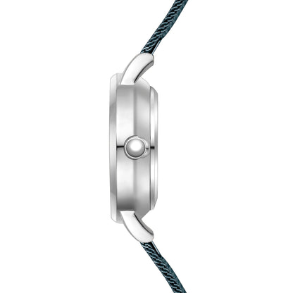 Damen Quarzuhr silber Edelstahl blau