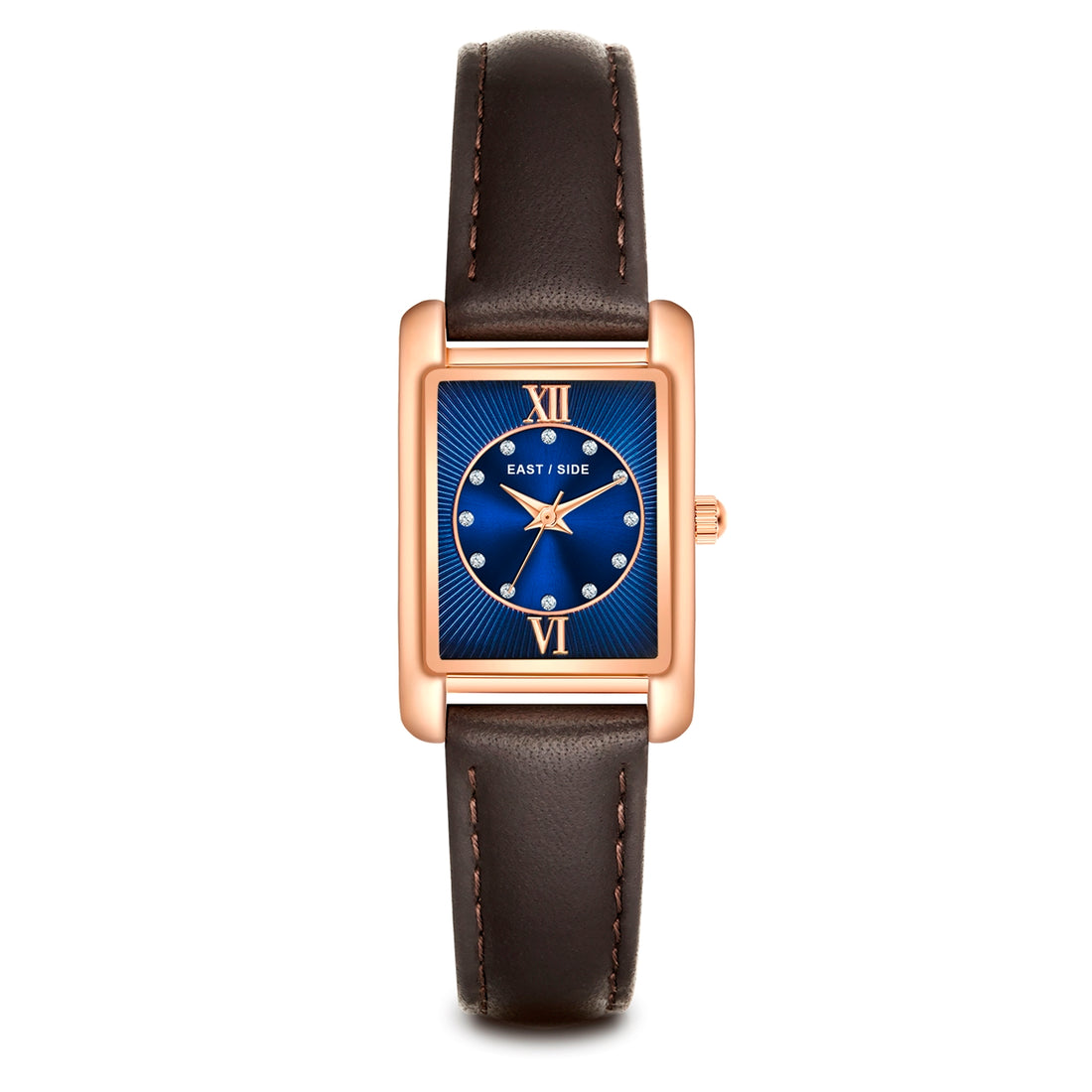 Damen Quarzuhr roségold Echtleder braun