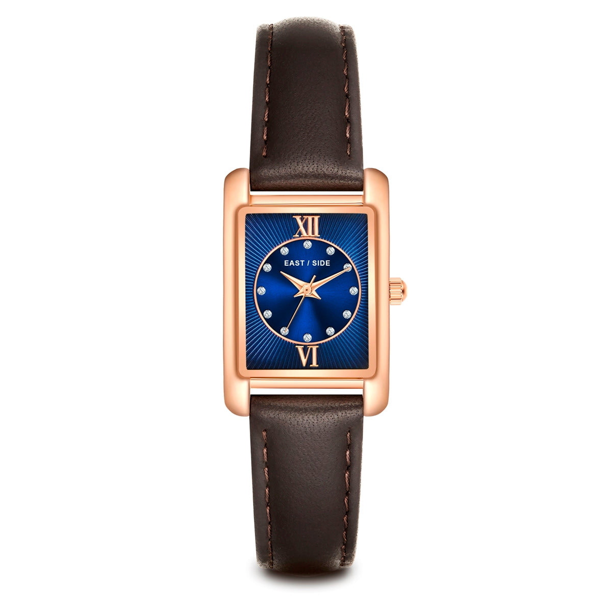Damen Quarzuhr roségold Echtleder braun
