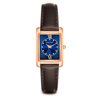 Damen Quarzuhr roségold Echtleder braun