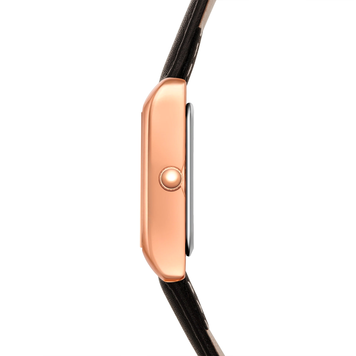 Damen Quarzuhr roségold Echtleder braun