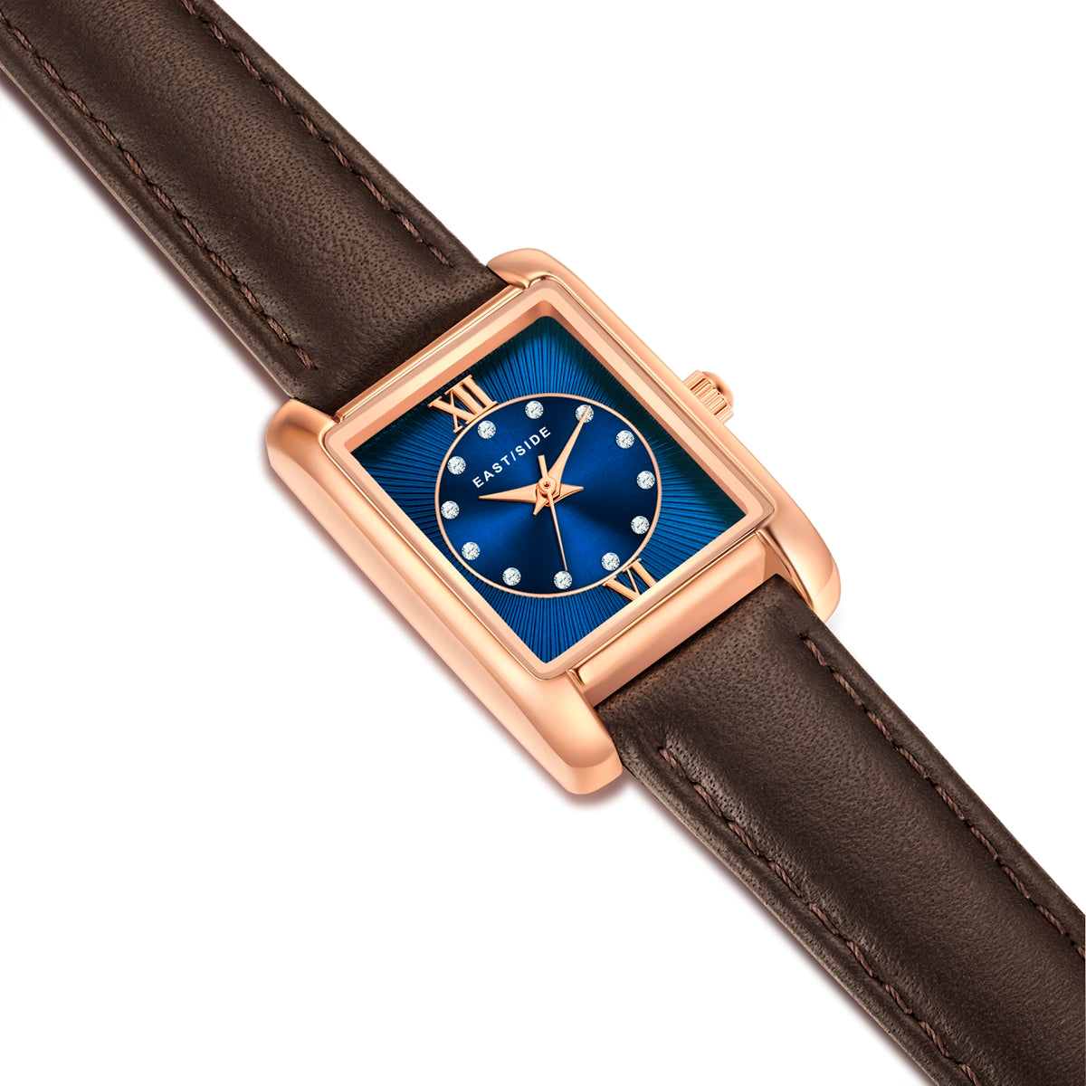 Damen Quarzuhr roségold Echtleder braun