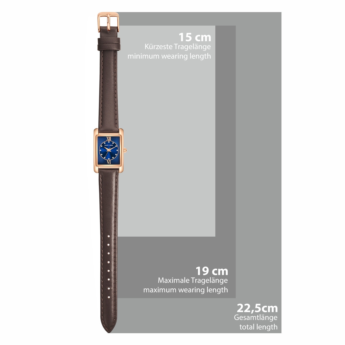 Damen Quarzuhr roségold Echtleder braun
